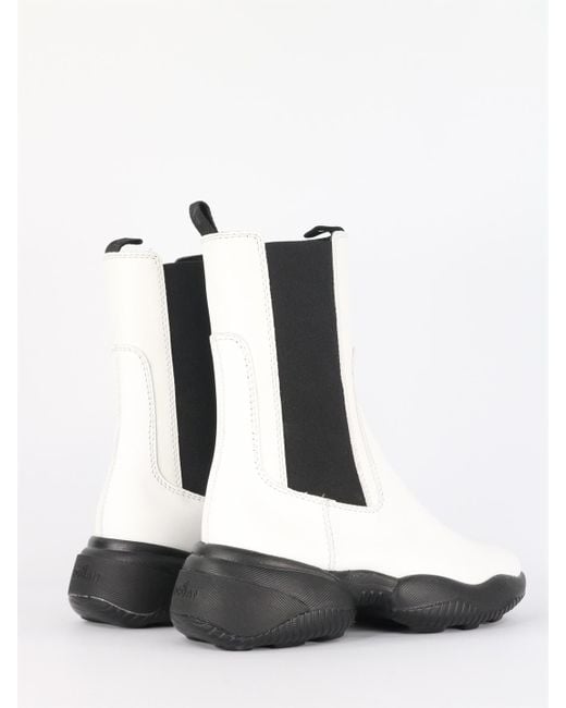 Hogan White Round Toe Chunky Boots