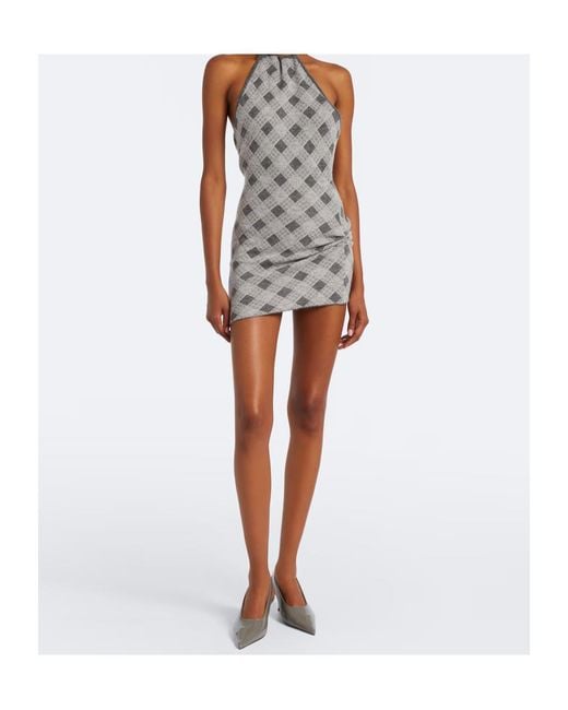 AYA MUSE Gray Axis Wool-Blend Minidress