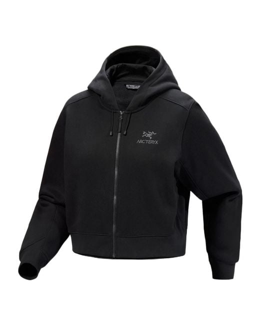 Arc'teryx Black Emblem Fleece Full Zip Crop Hoody