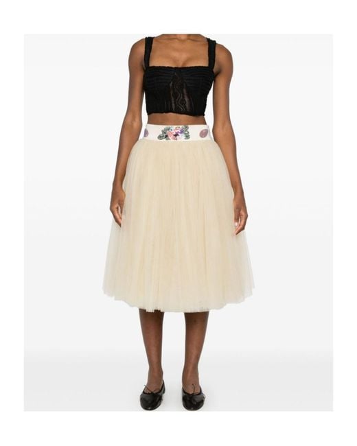Bode Natural Sunset Lily Midi Skirt