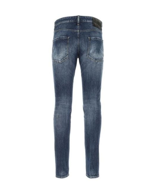 DSquared² Blue Logo Patch Slim-Cut Jeans for men