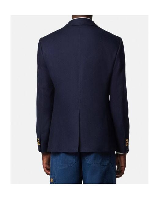 Versace Blue Single-Breasted Tailored Blazer for men
