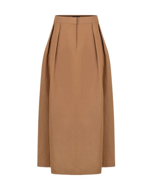 Fabiana Filippi Brown Pleated Midi Skirt