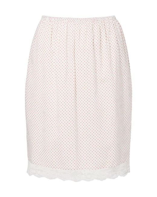 Posse White Marlowe Lace-Trimmed Polka-Dot Cotton Midi Skirt