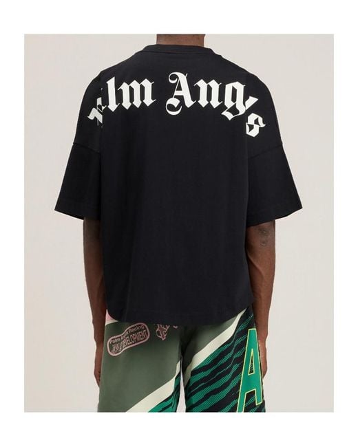 Palm Angels Black Logo Printed Crewneck T-Shirt for men