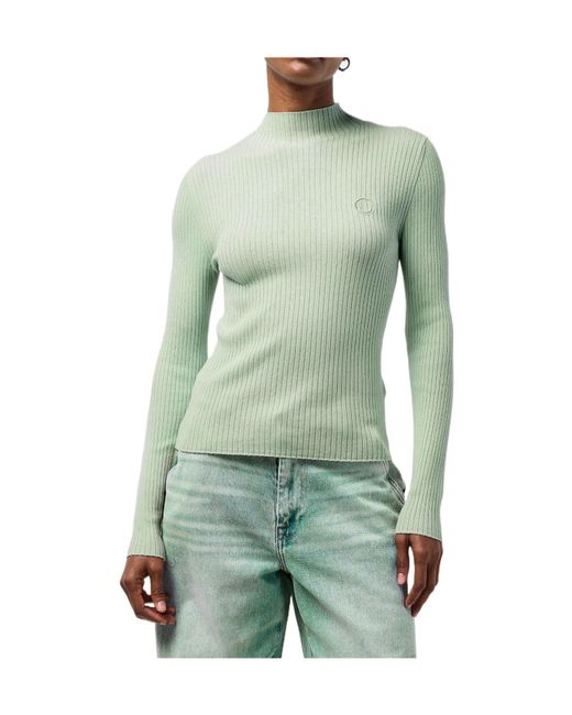 Boss Green Mock-Neck Ribbed Knit Top