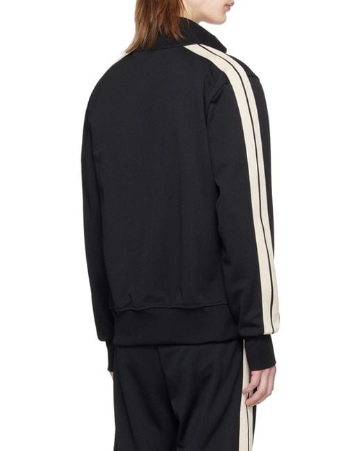 Palm Angels Black Logo Embroidered Zipped Track Jacket for men