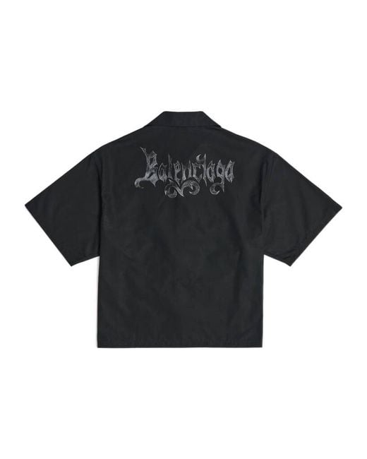 Balenciaga Black Sketchy Bowling Short Sleeve Shirt for men