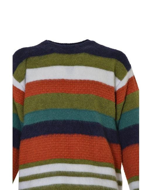 DSquared² Green Striped Crew-Neck Jumper for men