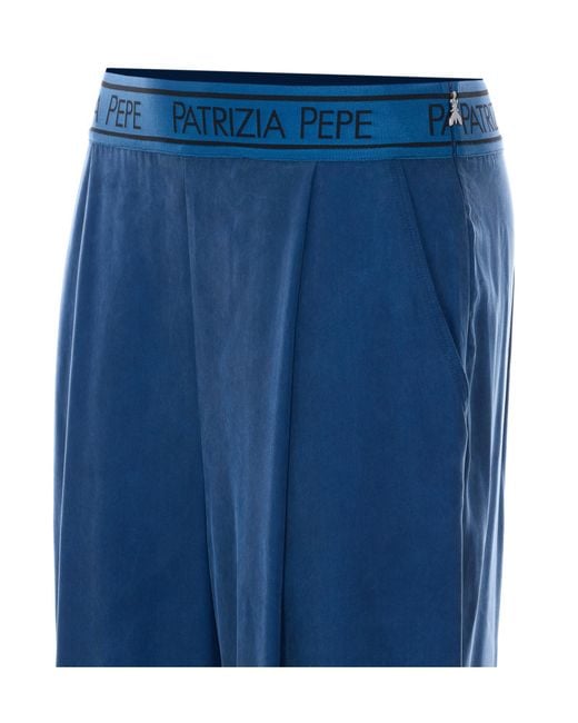 Patrizia Pepe Blue Elastic Waistband Fluid Pants