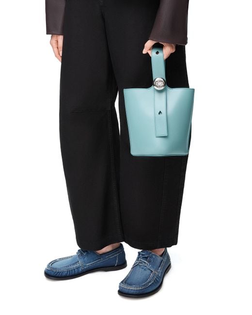 Loewe Blue Pebble Mini Bucket Bag