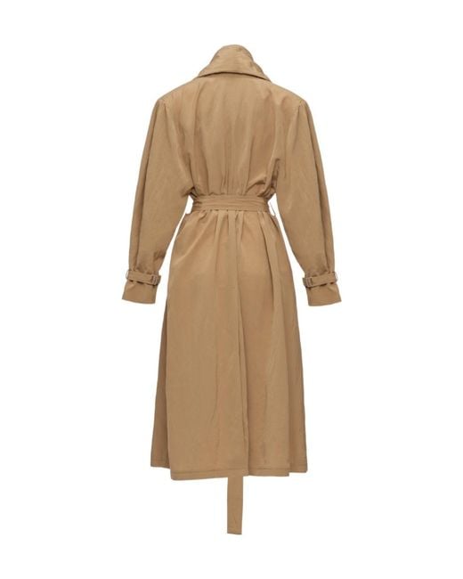 Magda Butrym Natural Belted Shawl-Collar Trench Coat