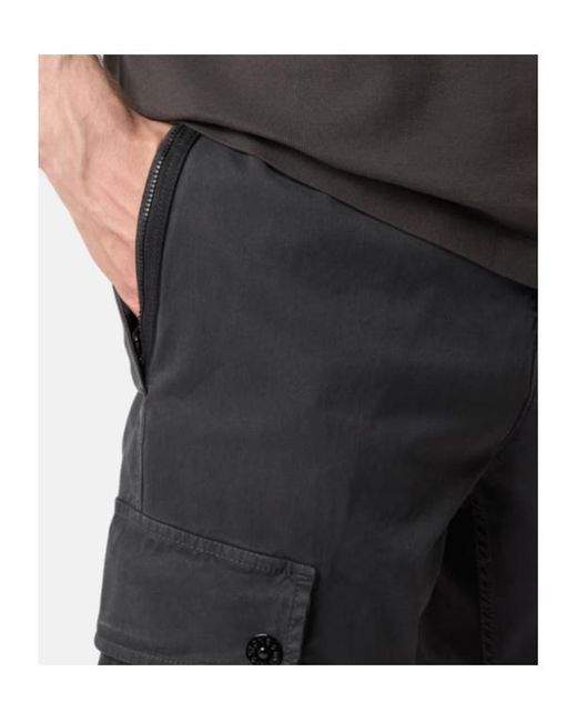 Stone Island Gray Logo Patch Cargo Trousers for men
