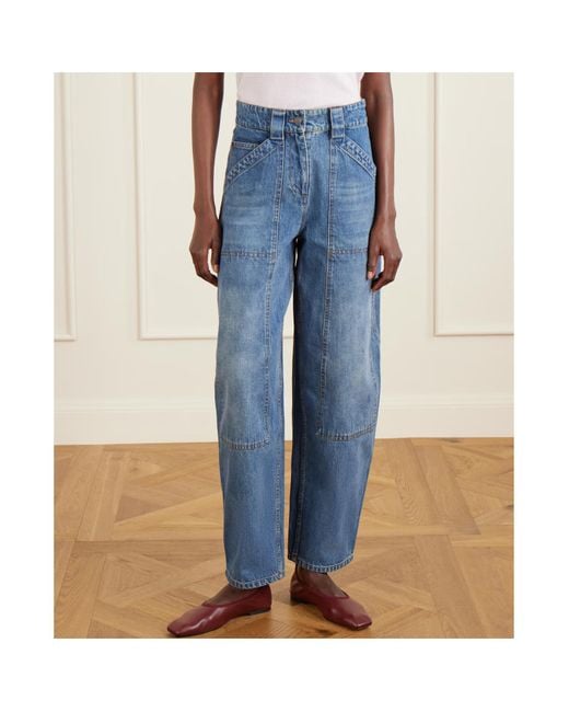 Co. Blue Paneled Mid-Rise Barrel-Leg Jeans