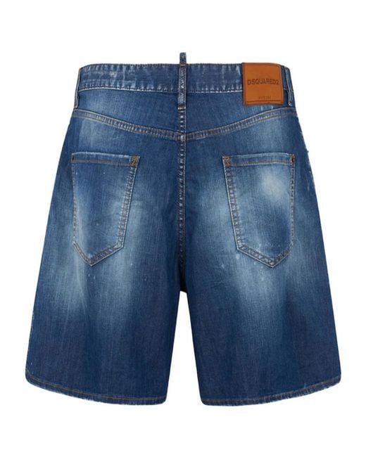 DSquared² Blue Distressed Denim Shorts for men