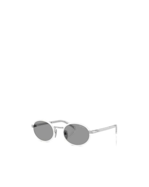 Prada White Eyewear Oval Frame Sunglasses