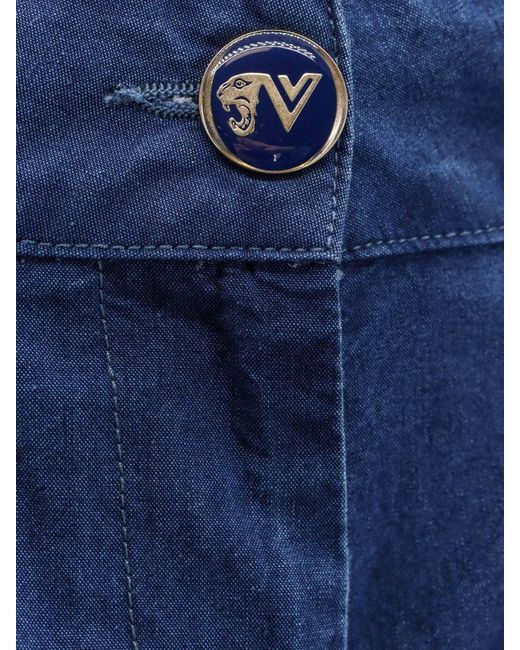 Valentino Blue Button Detailed Straight Leg Jeans