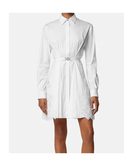 Versace White Lace Inserts Shirt Dress