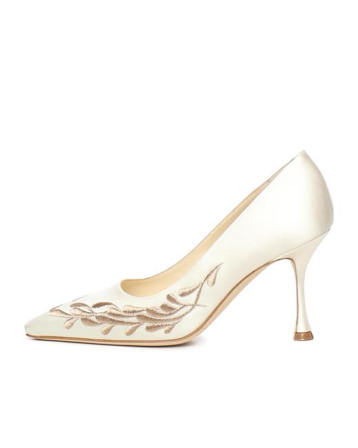 Manolo Blahnik White Pointed High Heels