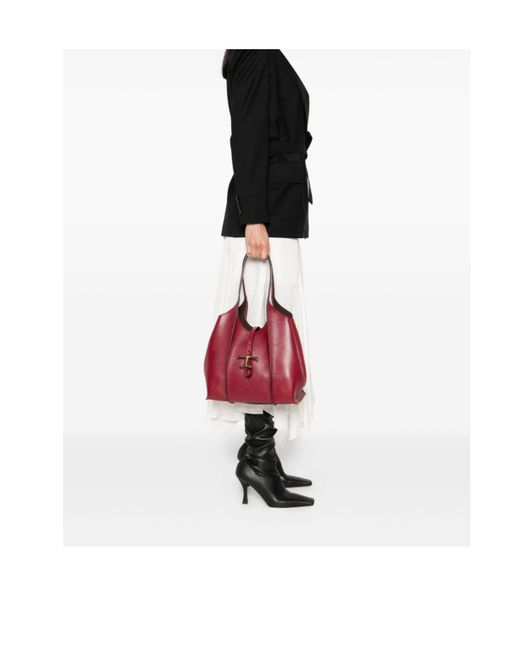 Tod's Red T Timeless Small Shopping Bag