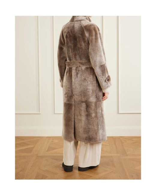 Brunello Cucinelli Brown Belted Shearling Coat