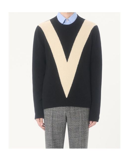 Valentino Black V Detailed Crewneck Jumper for men