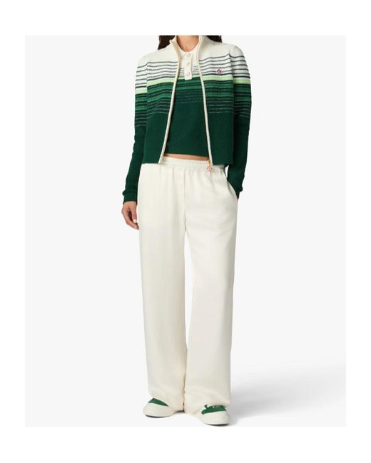 Casablanca Green Stripe Zip-Up Cardigan