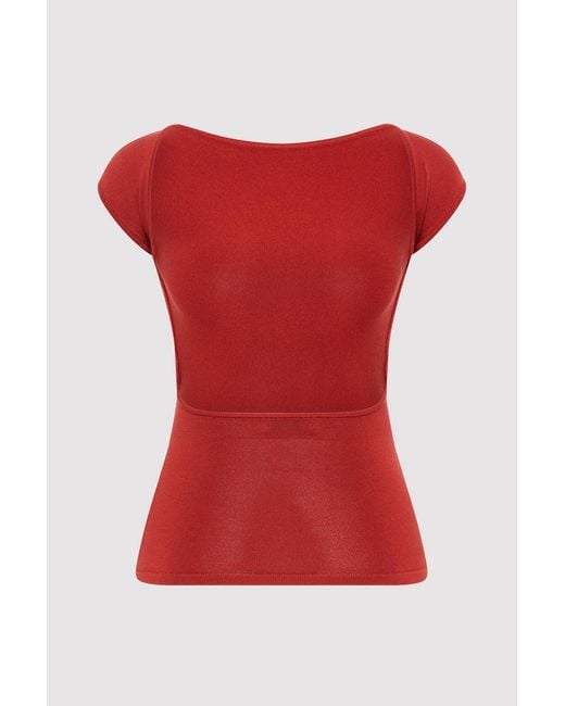 St. Agni Red Backless Knit Top