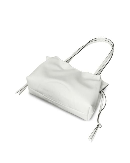 Tory Burch White Small Ella Natuura Drawstring Tote Bag