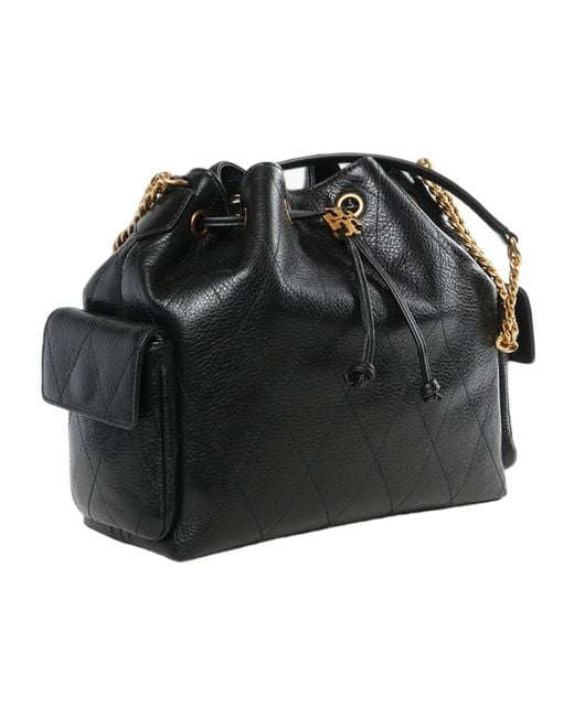 Tory Burch Black Charlie Drawstring Shoulder Bag