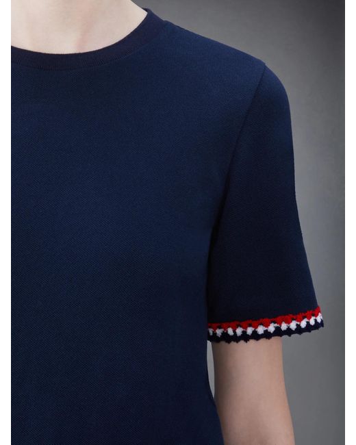 Thom Browne Blue Rwb-Stripe Crewneck T-Shirt
