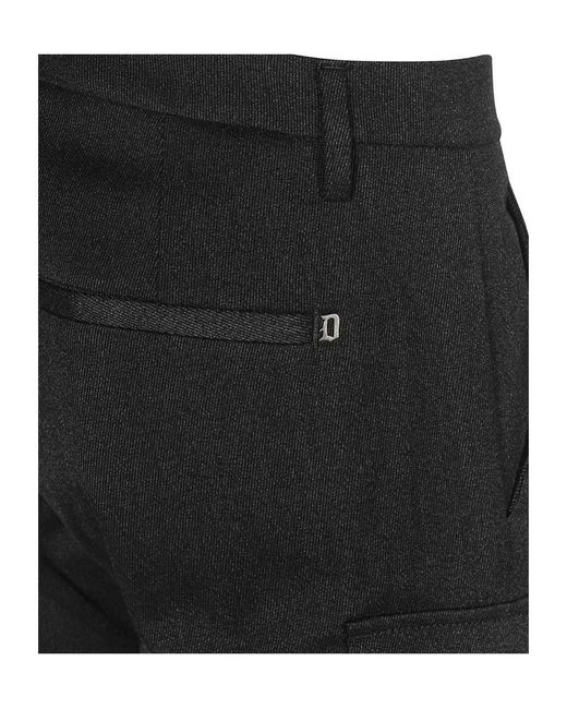 Dondup Black Turn-Up Hem Cargo Pants for men