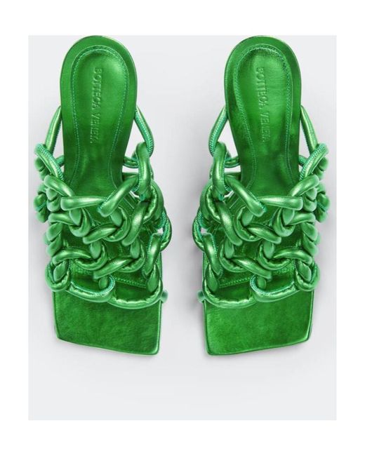 Bottega Veneta Green Heeled Mules