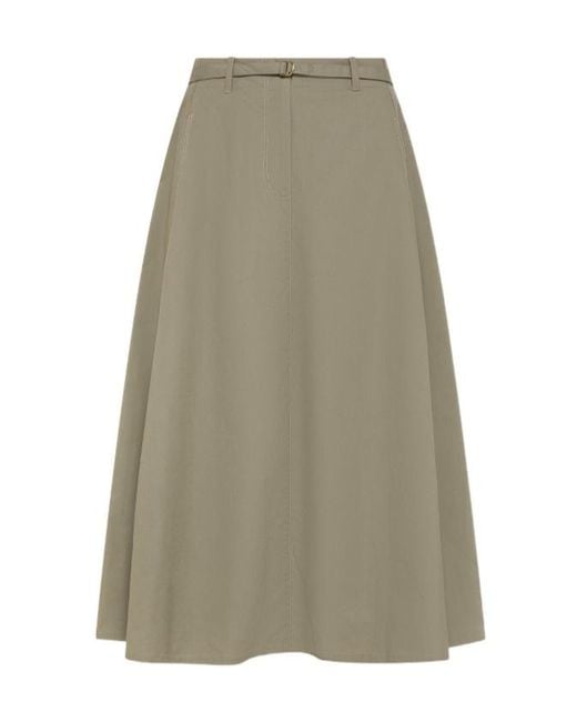 Seventy Natural Belted A-Line Midi Skirt