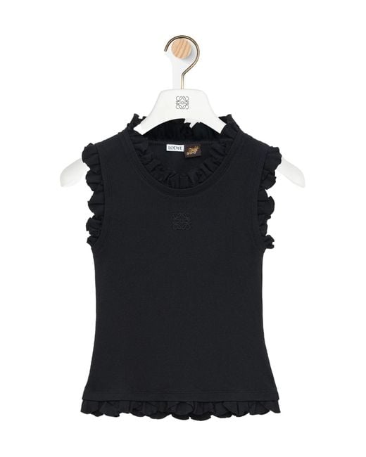 Loewe Black Ruffled Ribbed Top