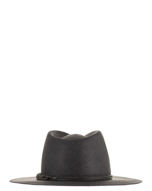 Brunello Cucinelli White Embellished Interwovened Hat