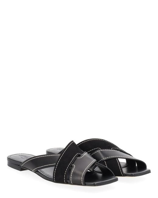 Tod's Brown Crossed-Strap Flat Sandals