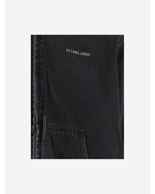 44 Label Group Black Embroidered Denim Jacket for men
