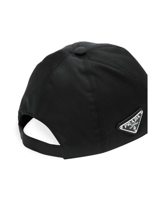 Prada Black Logo Plaque Curved-Peak Baseball Hat