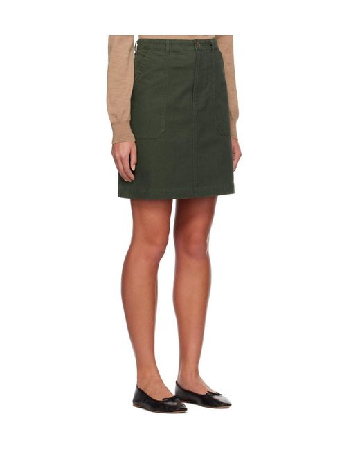 A.P.C. Green Mini Button Skirt