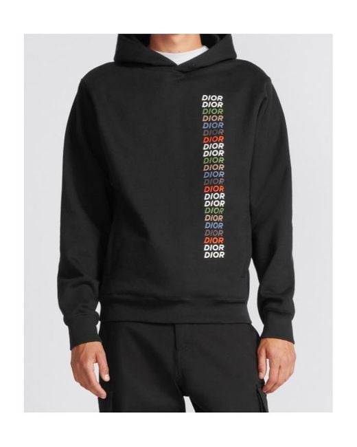 Dior Homme Logo Printed Long-Sleeved Hoodie in Black for Men Dior Homme Logo Printed Long-Sleeved Hoodie in Black for Men