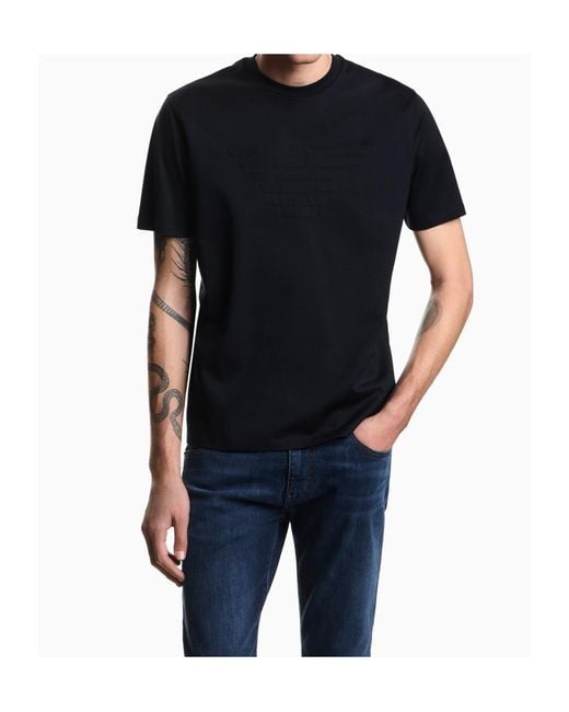 Emporio Armani Blue Short-Sleeved Crewneck T-Shirt for men