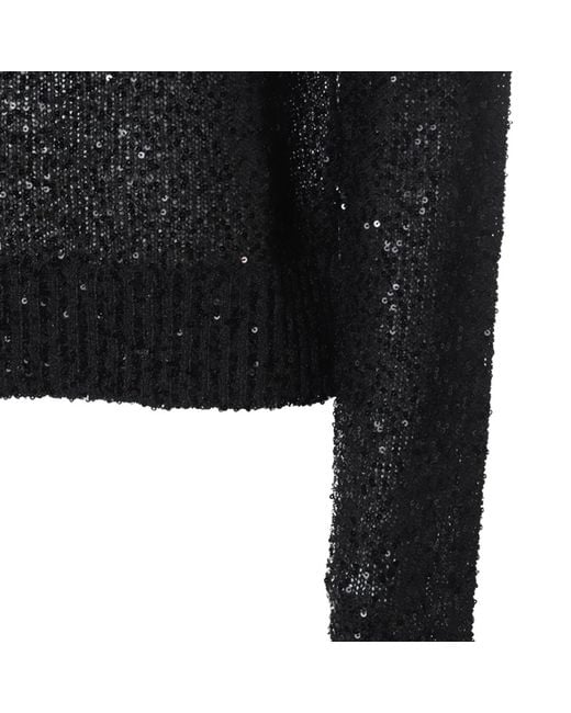 Brunello Cucinelli Black Sequin Embellished Long Sleeved Sweater