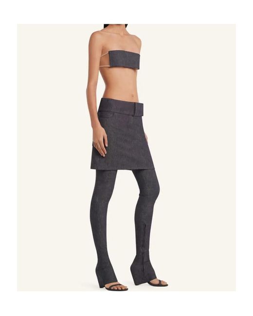 Courreges Black Courrèges Belted Denim Mini Skirt