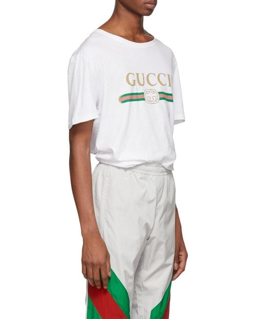 Gucci White Oversize Washed T-Shirt With Logo for men