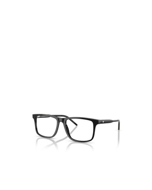 Emporio Armani White Rectangular Frame Glasses for men