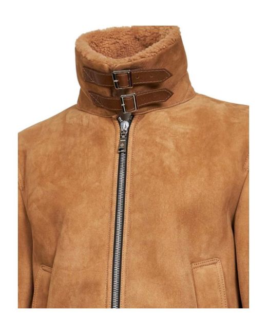 Tagliatore Brown Steele Shearling-Trim Coat for men