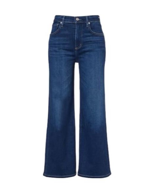 Citizens of Humanity Blue Lyra Cropped Wide-Leg Jeans