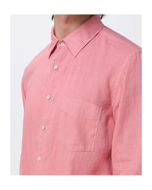 Aspesi Pink Peak Collar Long Sleeve Shirt for men