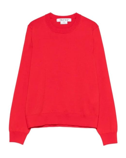 Comme des Garçons Red Ribbed Crewneck Sweater